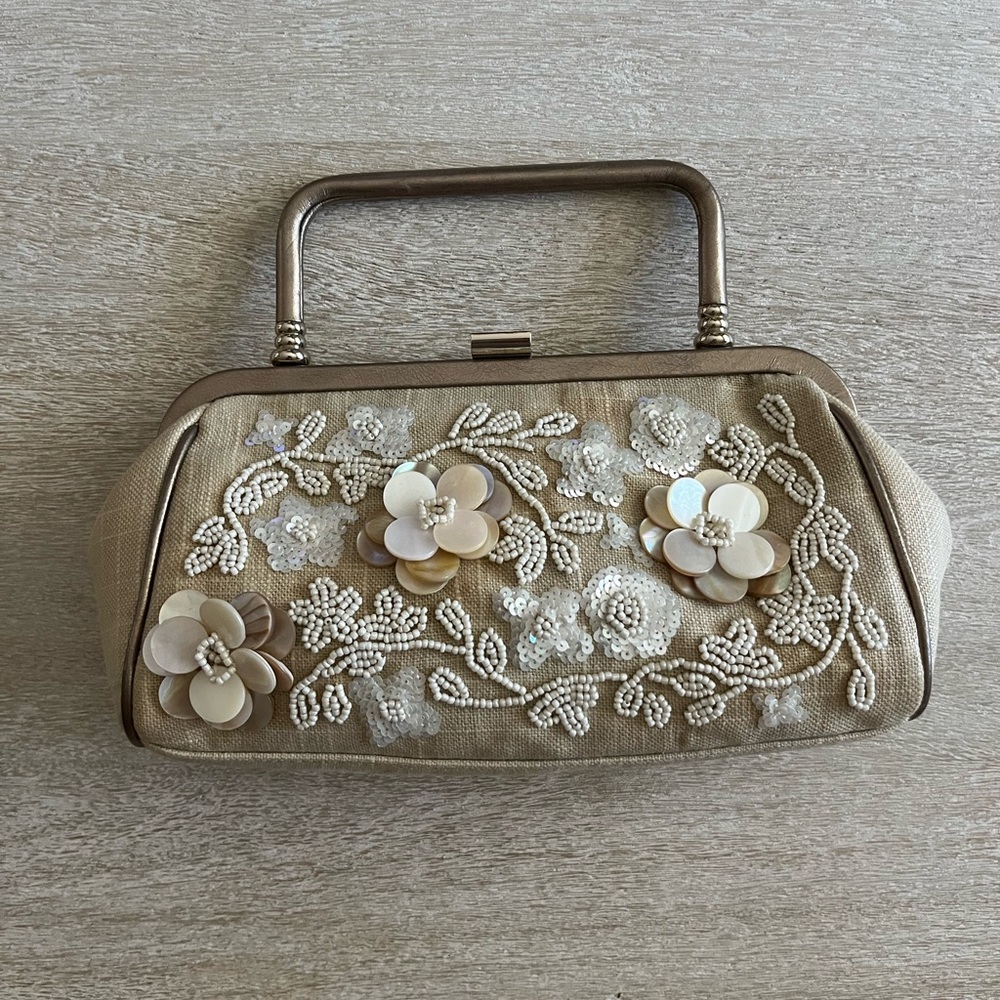 Ann Taylor Beaded Sequin Clutch Purse